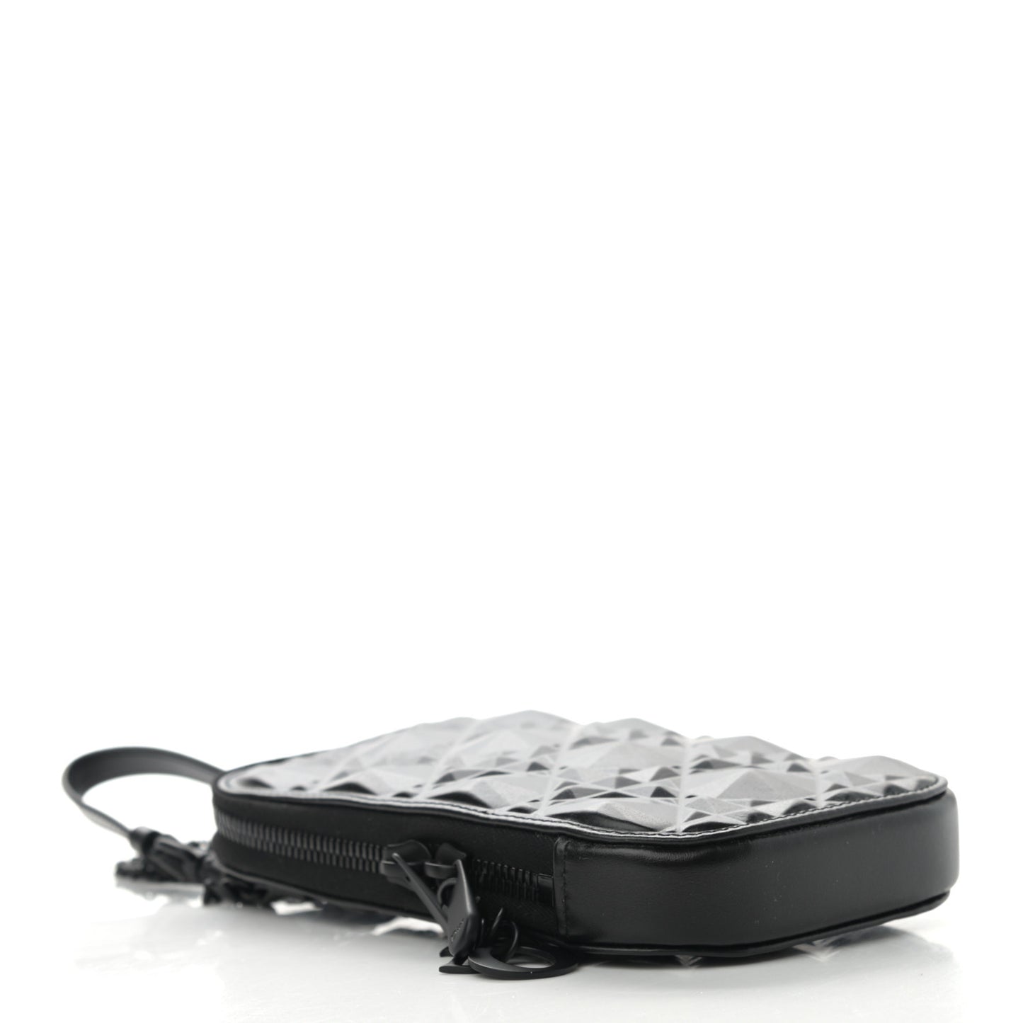 Calfskin Cannage Diamond Cannage Phone Holder Black