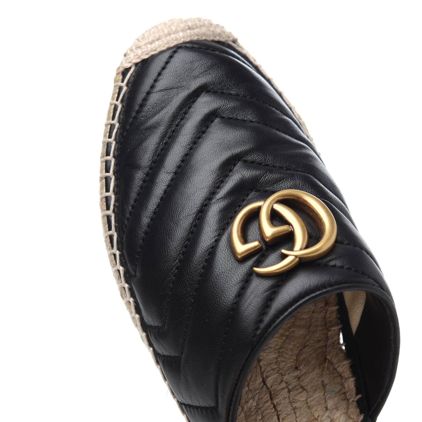 Nappa Matelasse GG Marmont Espadrille Slippers 39 Black