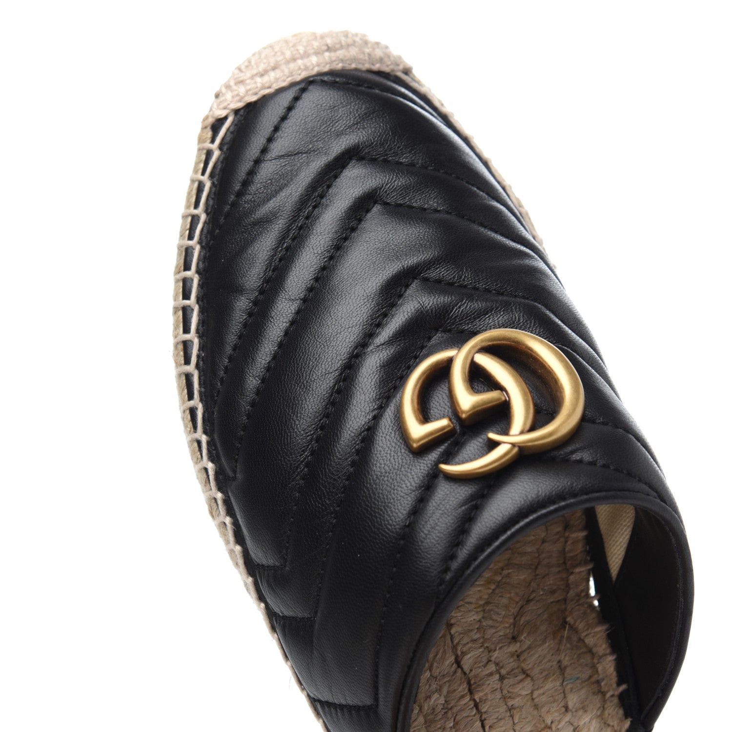 Gucci Nappa Matelasse GG Marmont Espadrille Slippers 39 Black 10 of 14