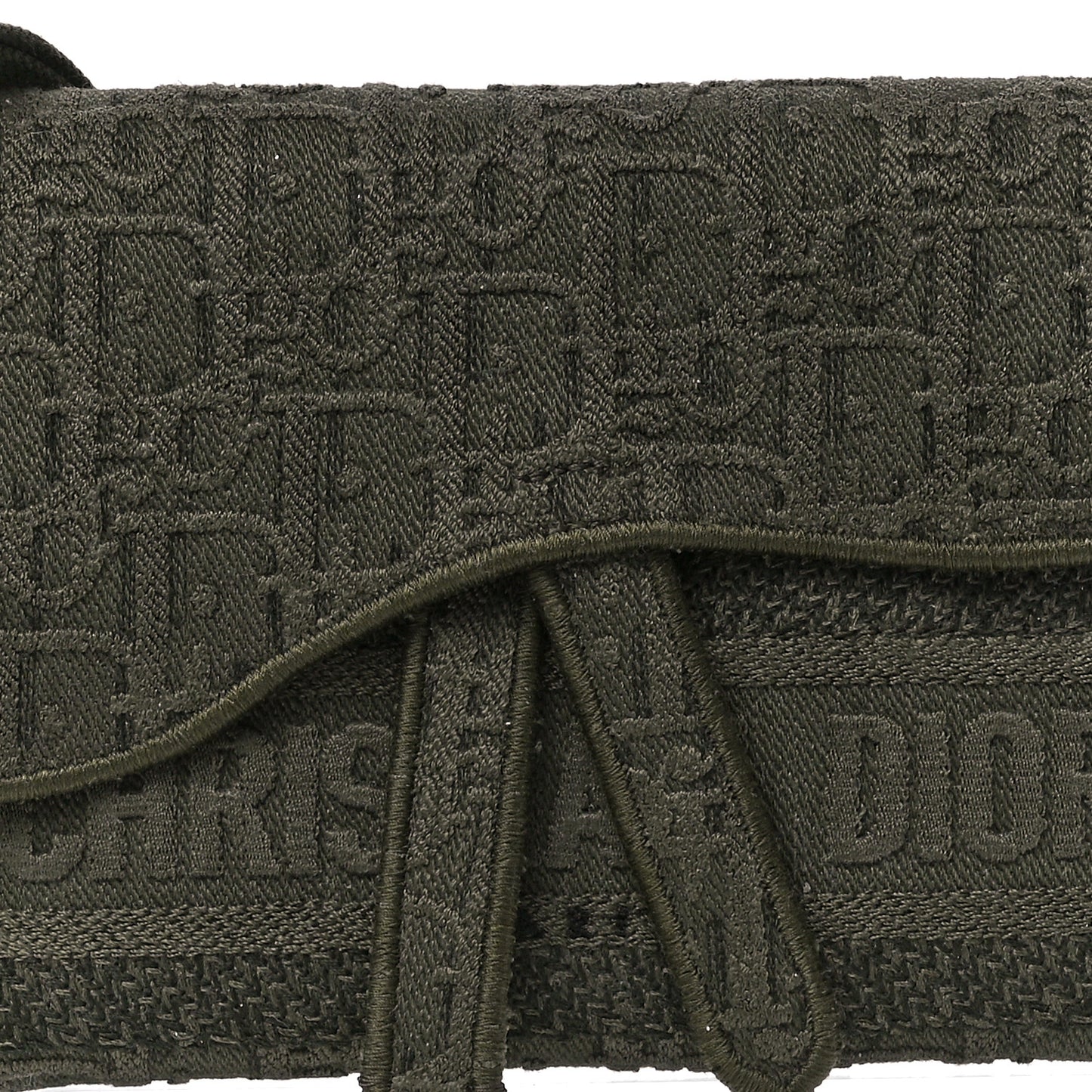 Oblique Embroidered Slim Saddle Pouch Green