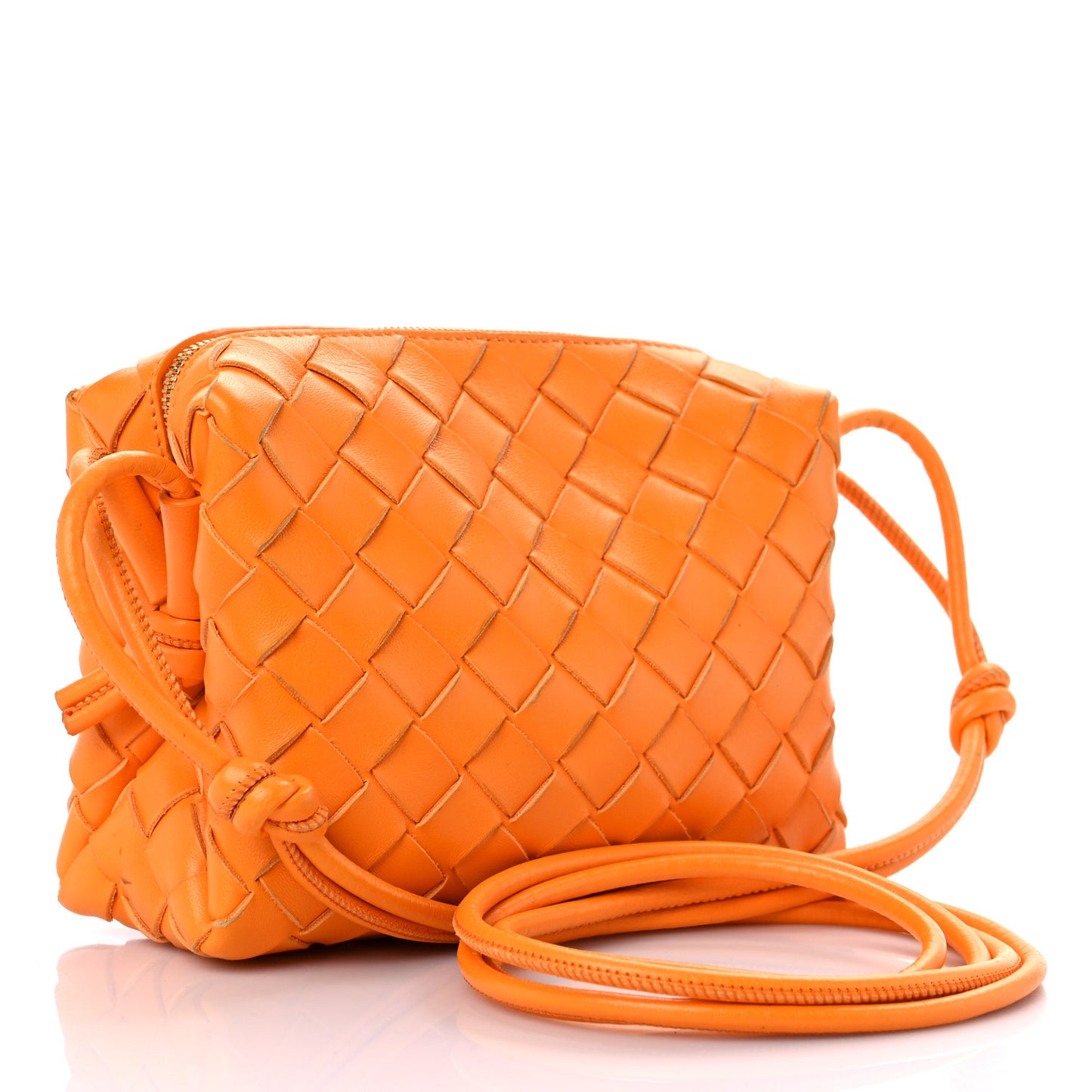 Nappa Intrecciato Small Loop Camera Bag Tangerine