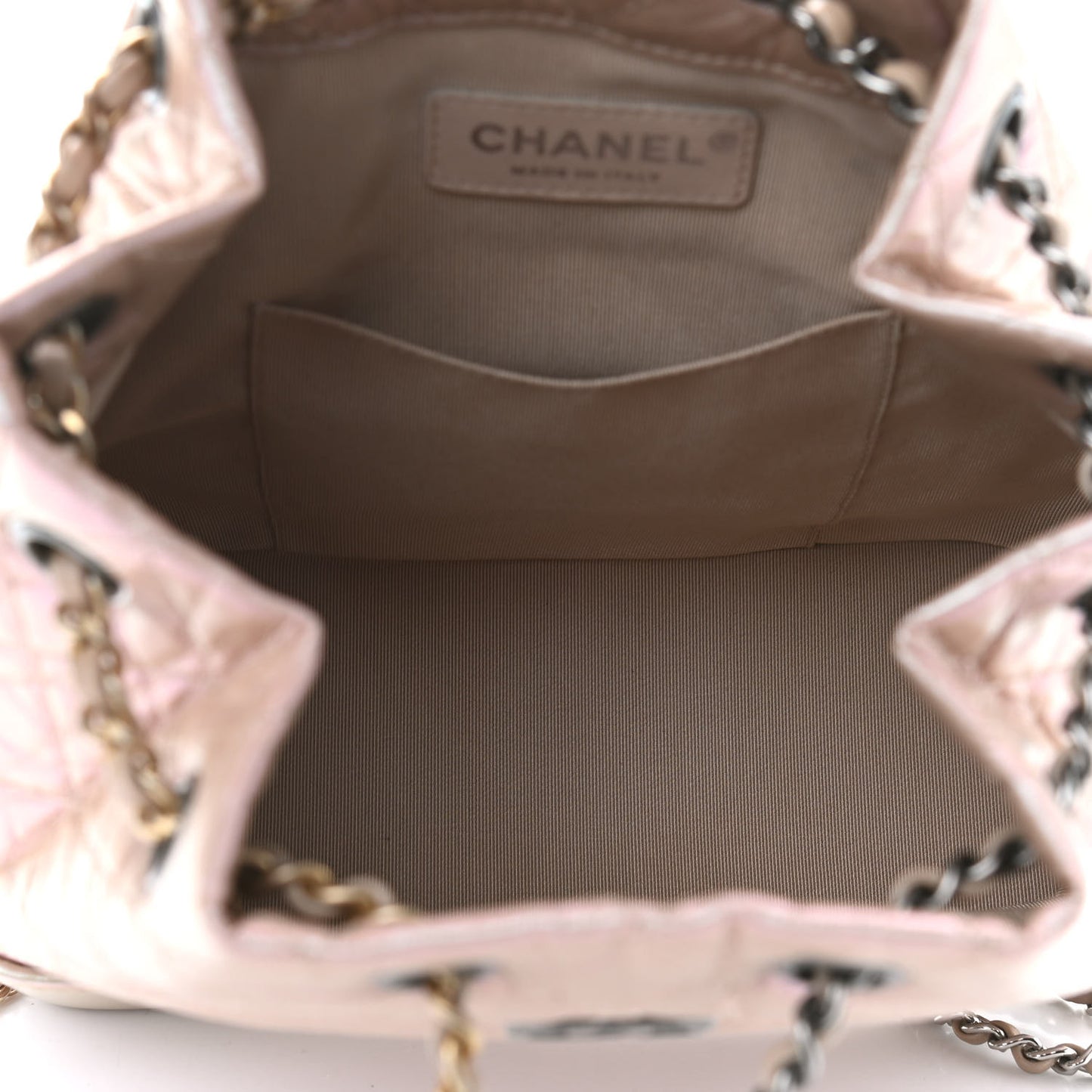 Iridescent Lambskin Calfskin Small Quilted Gabrielle Backpack Light Pink