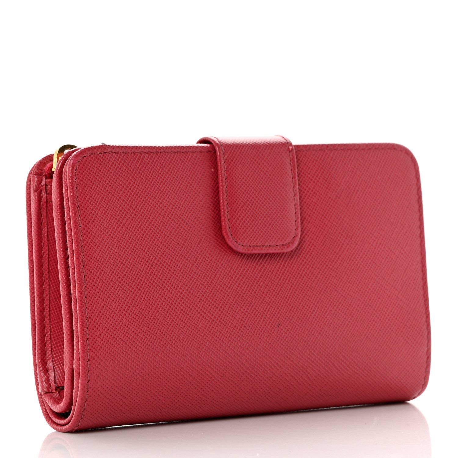 Prada Saffiano Metal Compact Wallet Peonia 3 of 8