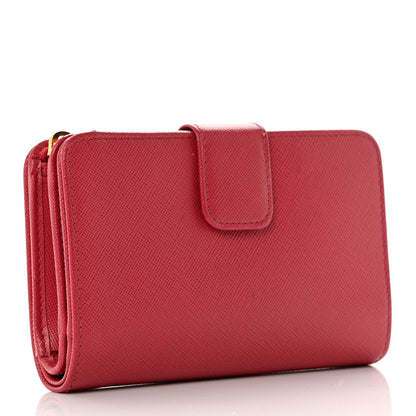 Prada Saffiano Metal Compact Wallet Peonia 3 of 8