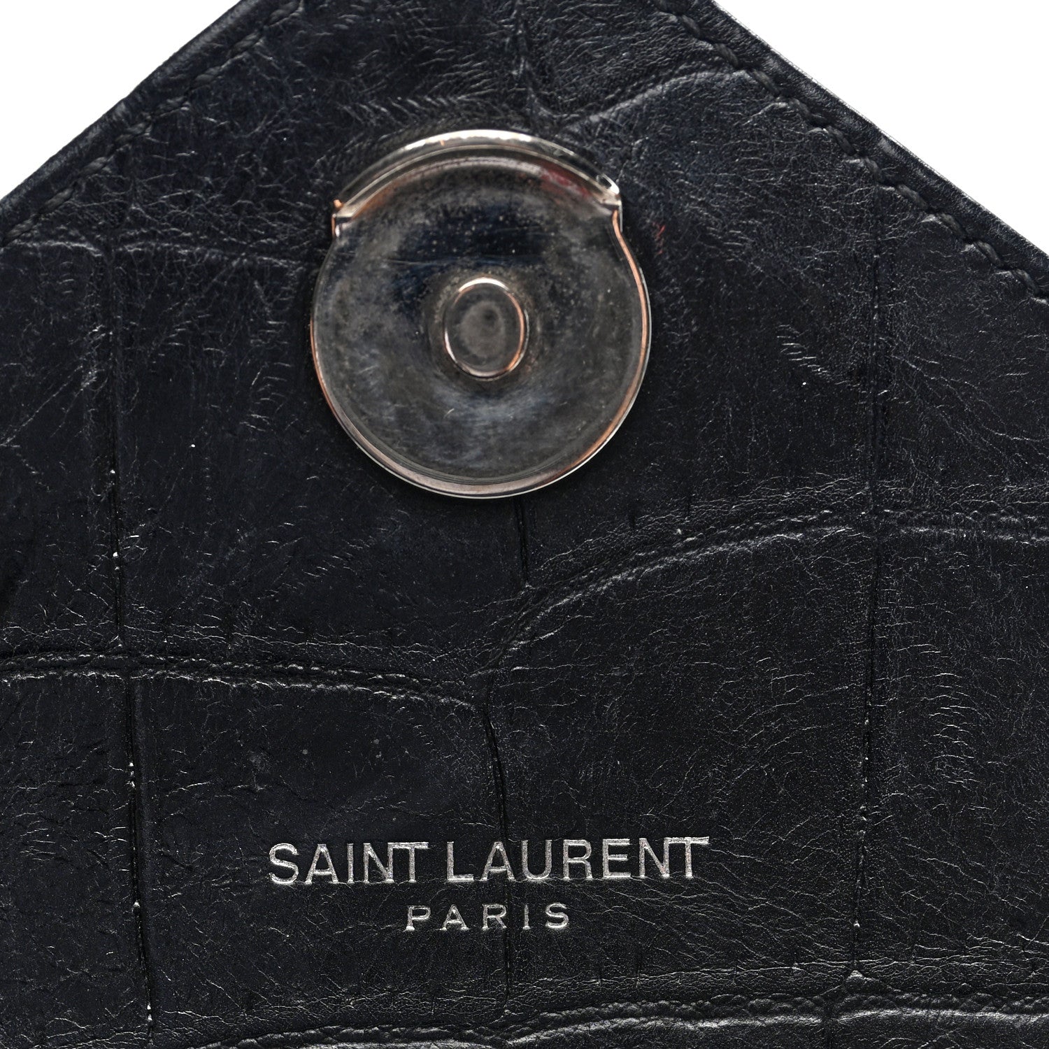Saint Laurent Calfskin Crocodile Embossed Large College Monogram Satchel Black 5 of 8
