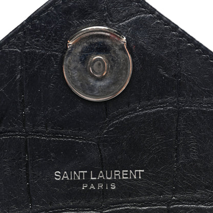 Saint Laurent Calfskin Crocodile Embossed Large College Monogram Satchel Black 5 of 8