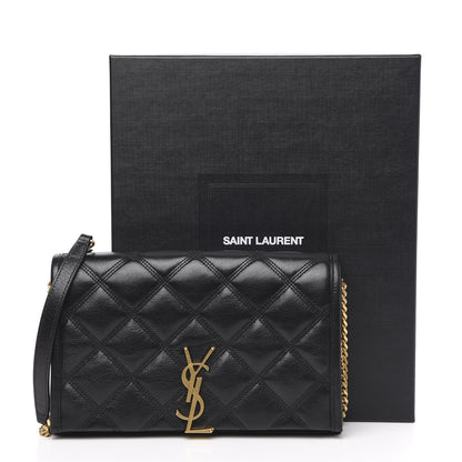 Saint Laurent Lambskin Diamond Quilted Becky Chain Wallet Black 10 of 10