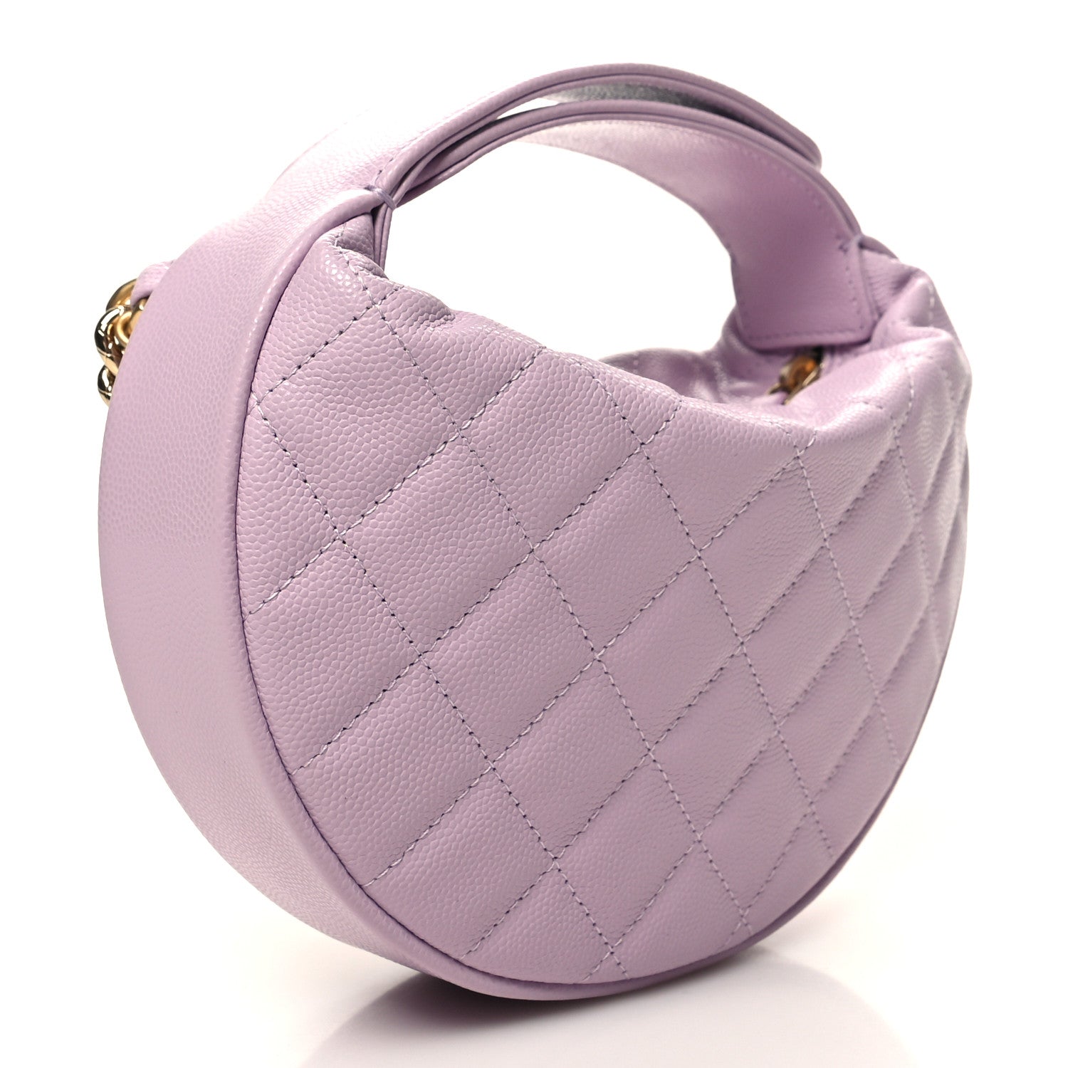 Chanel Shiny Caviar Quilted Bow Pouch Hobo Light Purple 3 of 12