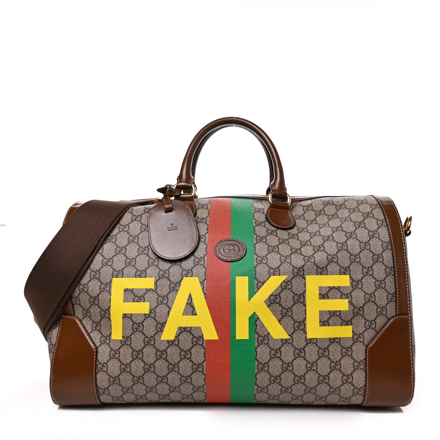 Gucci GG Supreme Monogram Azalea Calfskin Fake/Not Medium Retro Interlocking G Carry On Duffle Beige Ebony Brown Sugar 1 of 9