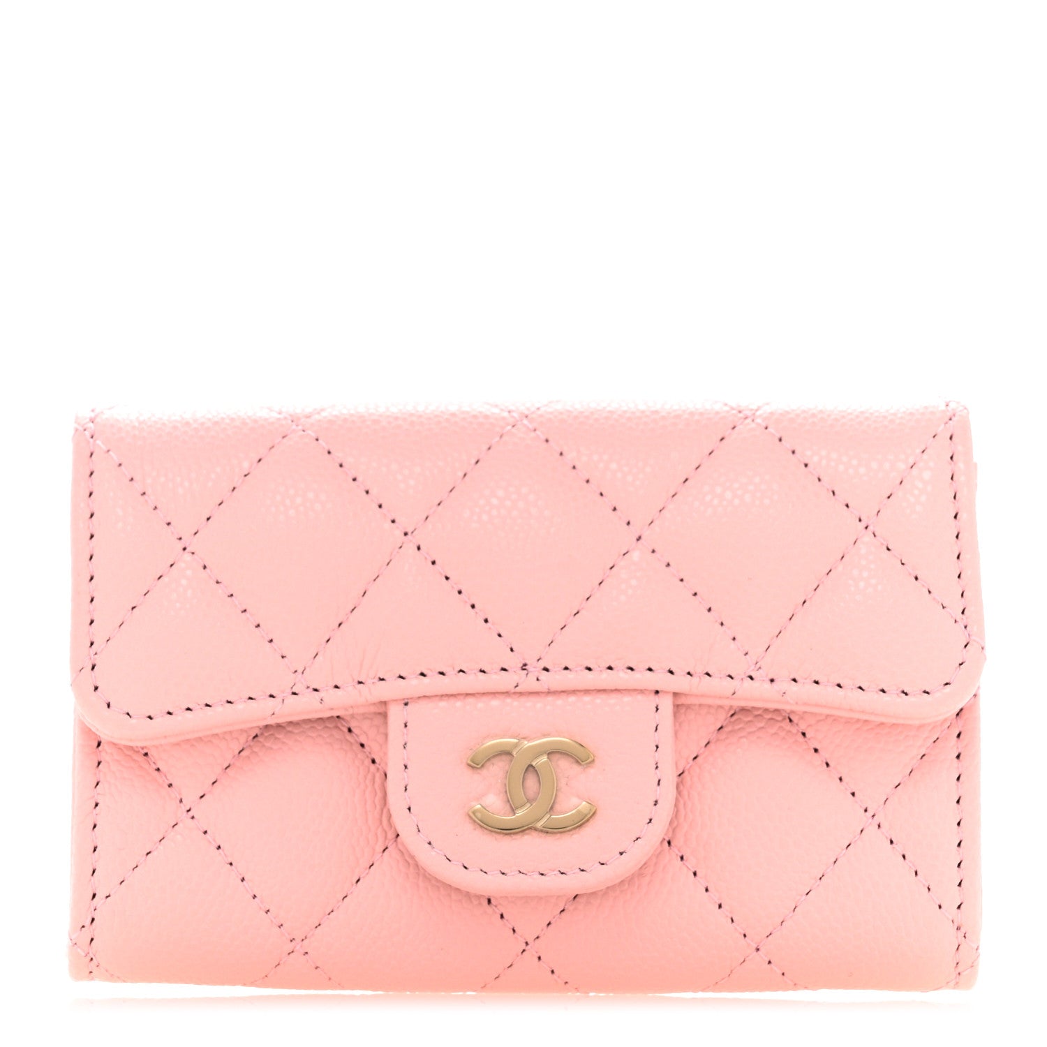 Chanel Caviar Quilted Flap Card Holder Wallet Light Pink 1 of 9