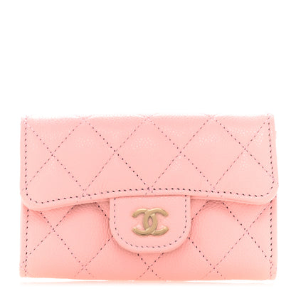 Chanel Caviar Quilted Flap Card Holder Wallet Light Pink 1 of 9