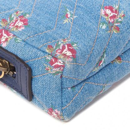 Gucci Denim Matelasse Flora GG Marmont Cosmetic Case Blue 6 of 9