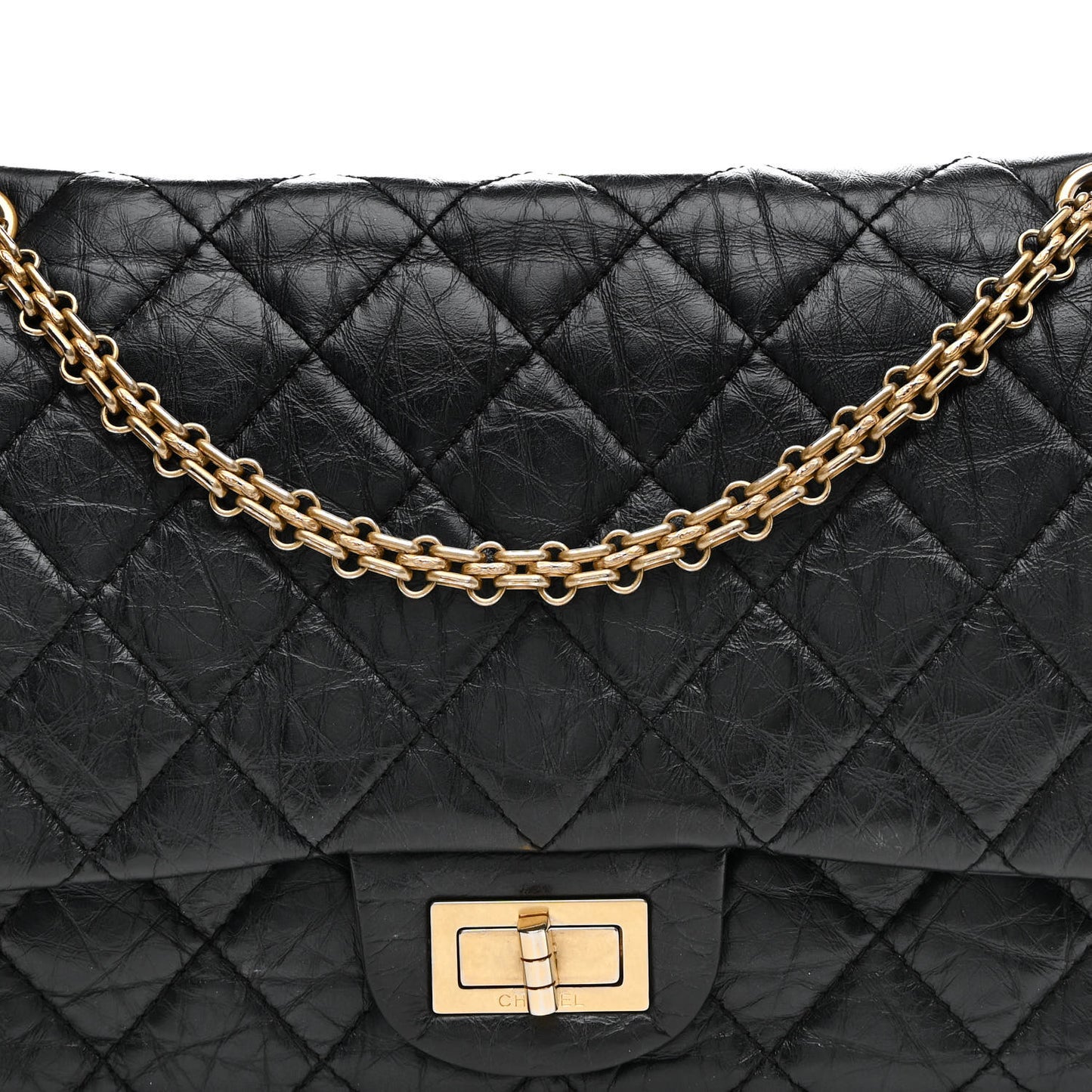 Aged Calfskin Quilted 2.55 Reissue 227 Flap Black