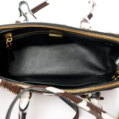 Prada Calf Hair Stampata Cow Medium East West Galleria Double Zip Bag White Moro 5 of 12