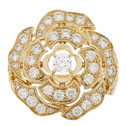 Chanel 18K Yellow Gold Diamond Bouton de Camelia Ring 49 5 1 of 5