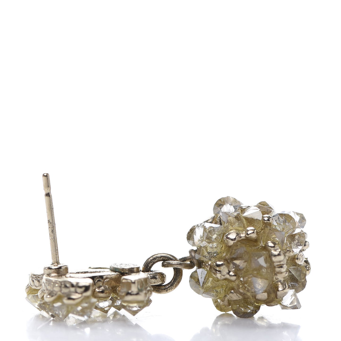 Crystal CC Dangle Earrings Gold