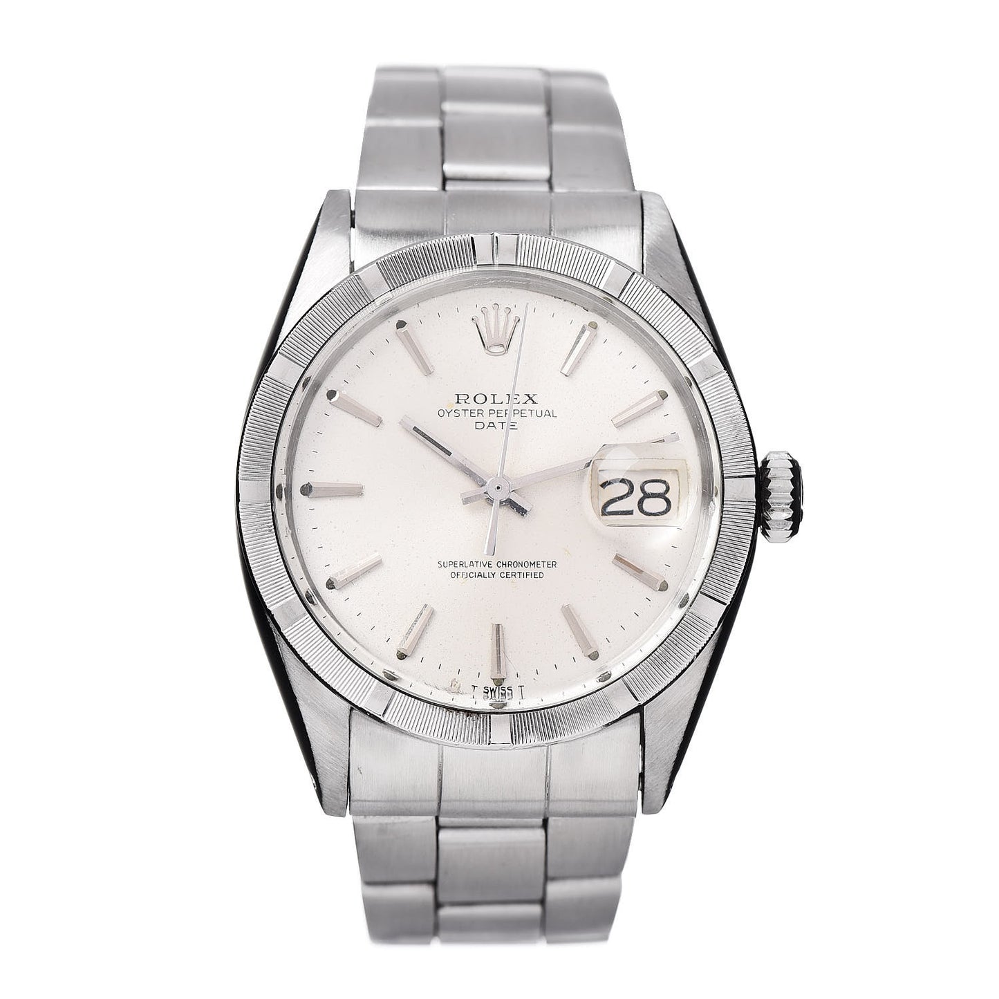 Stainless Steel 34mm Oyster Perpetual Date Watch Silver 1501