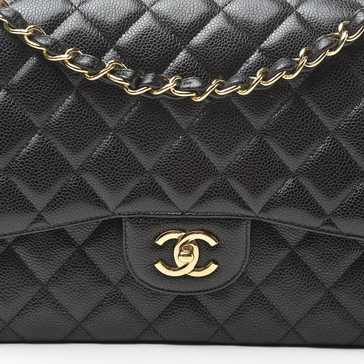 Caviar Quilted Jumbo Double Flap Black