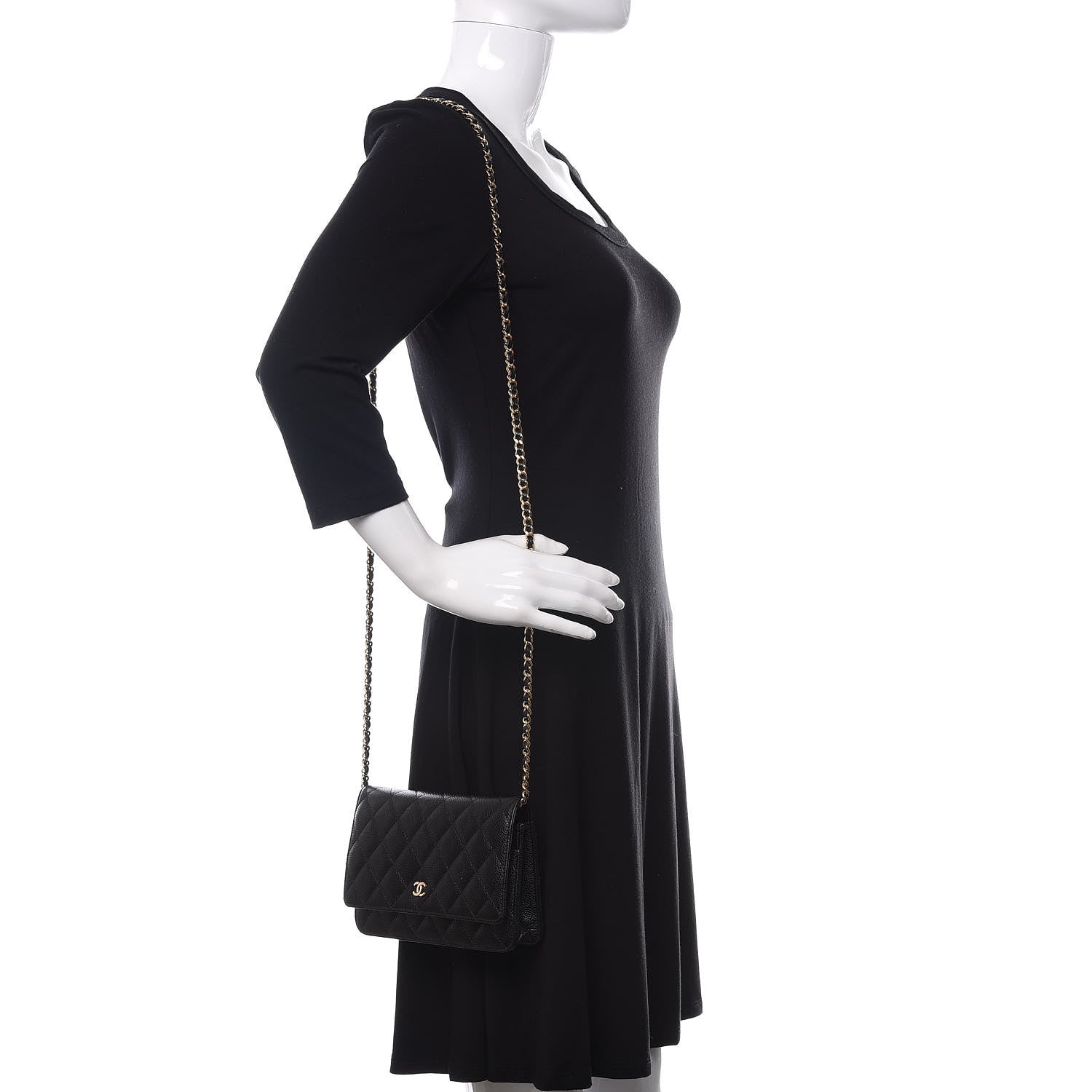 Chanel Caviar Quilted Wallet On Chain WOC Black 2 of 12