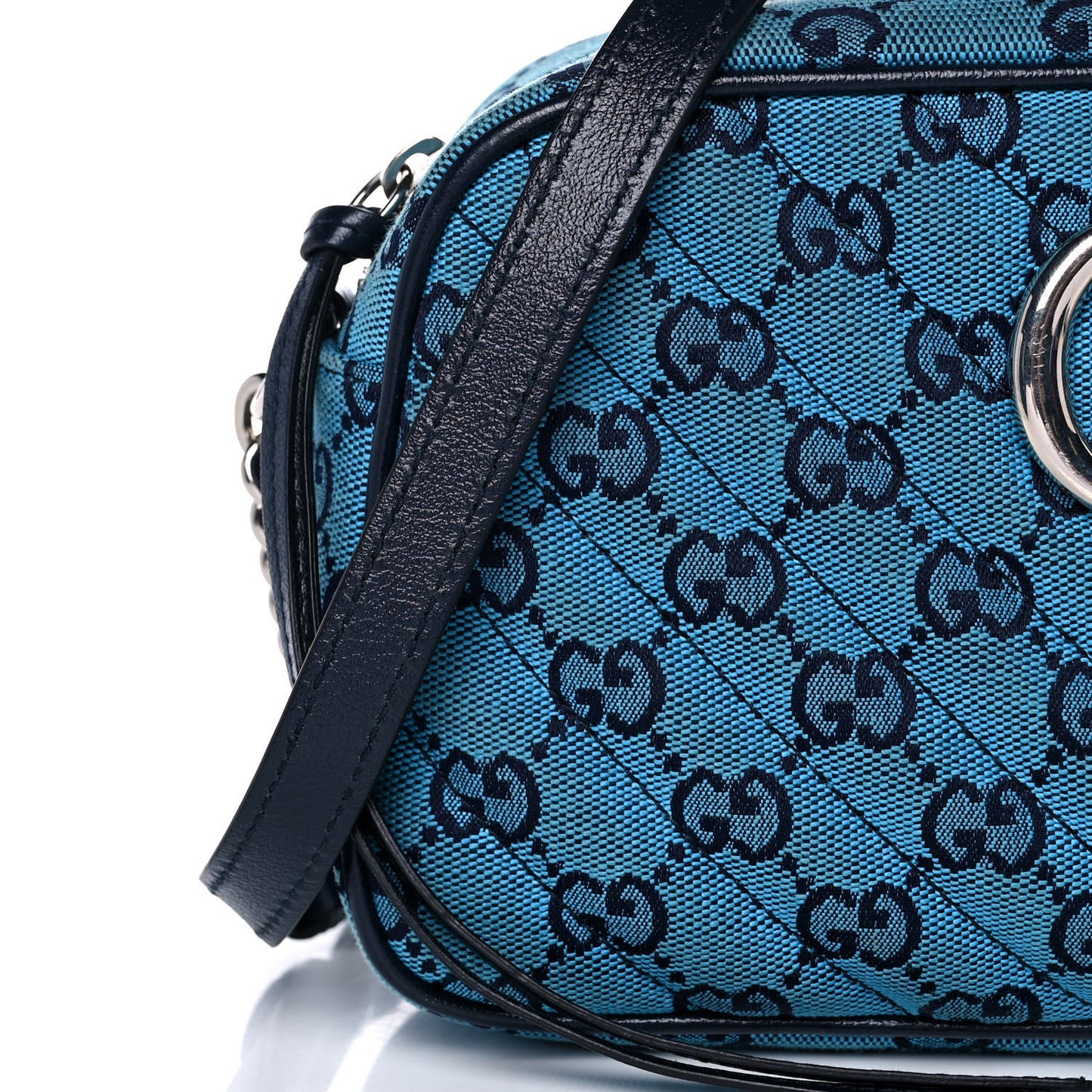 Monogram Multicolor Matelasse Diagonal Small GG Marmont Chain Shoulder Bag Light Blue