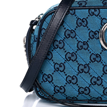 Gucci Monogram Multicolor Matelasse Diagonal Small GG Marmont Chain Shoulder Bag Light Blue 12 of 13