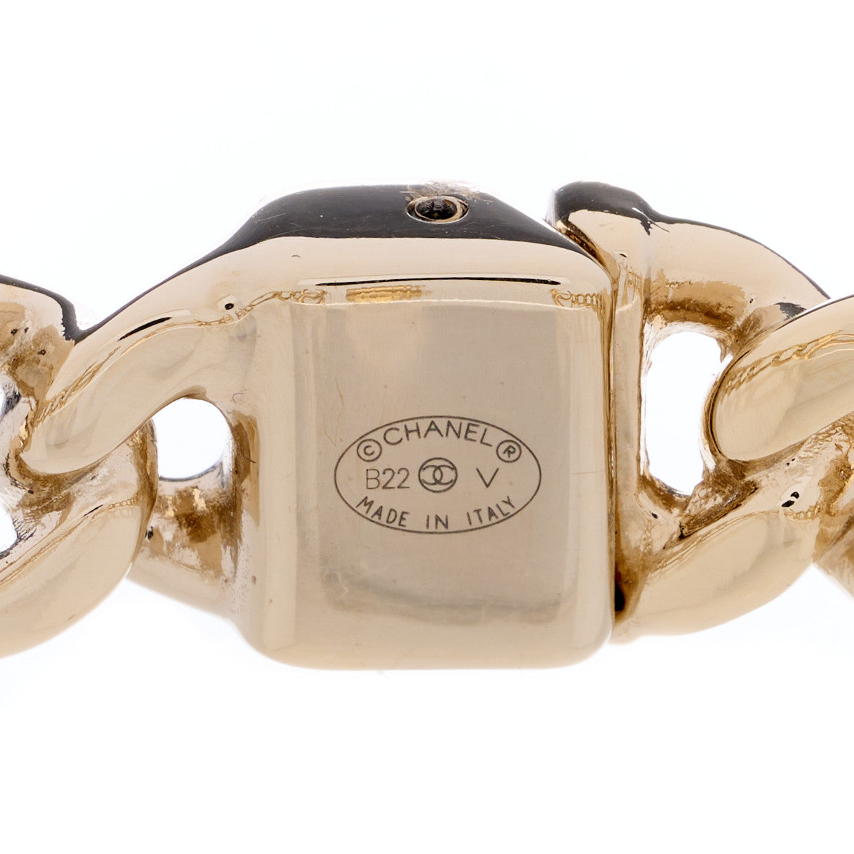 Metal CC Chain Link Cuff Bracelet Gold