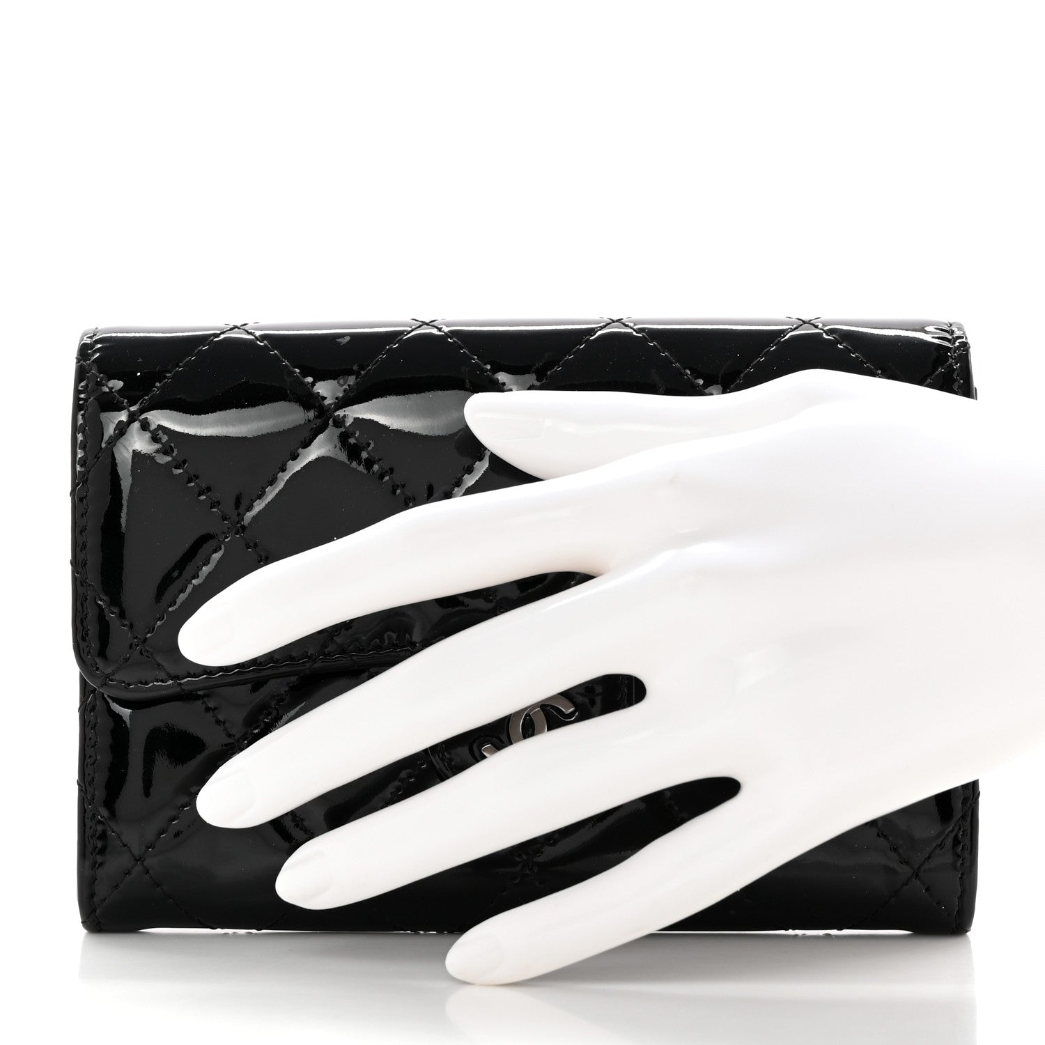 Chanel Patent Calfskin Quilted Small Flap Wallet Black 2 of 10