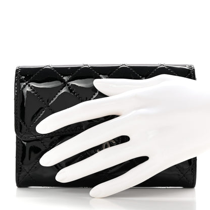 Chanel Patent Calfskin Quilted Small Flap Wallet Black 2 of 10