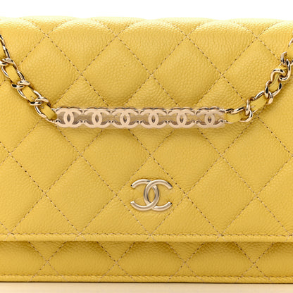 Chanel Caviar Quilted Tiny CC Wallet On Chain WOC Yellow 4 of 13