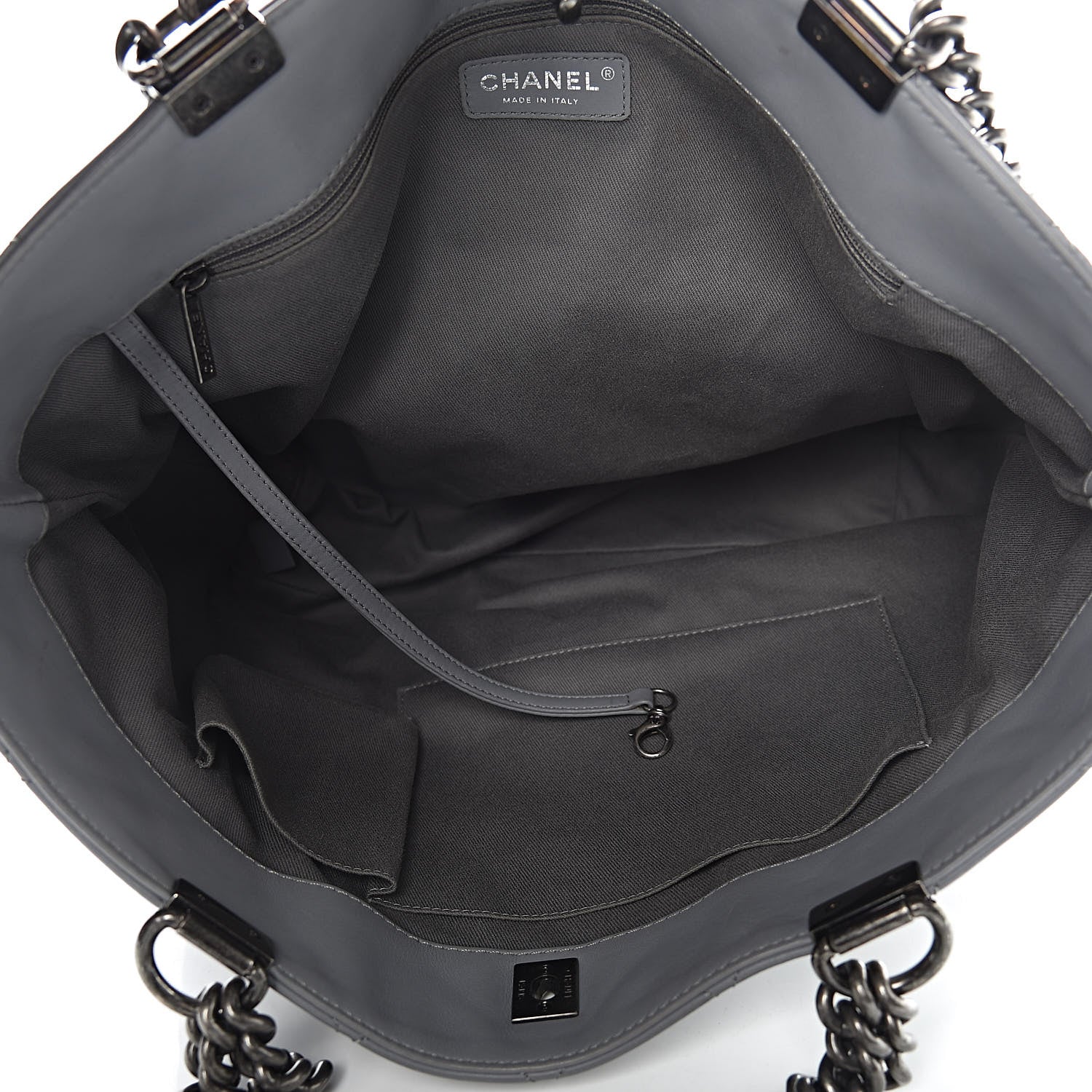 Chanel Calfskin Quilted Large Shopping In Chains Tote Light Grey 5 of 15