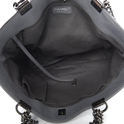 Chanel Calfskin Quilted Large Shopping In Chains Tote Light Grey 5 of 15