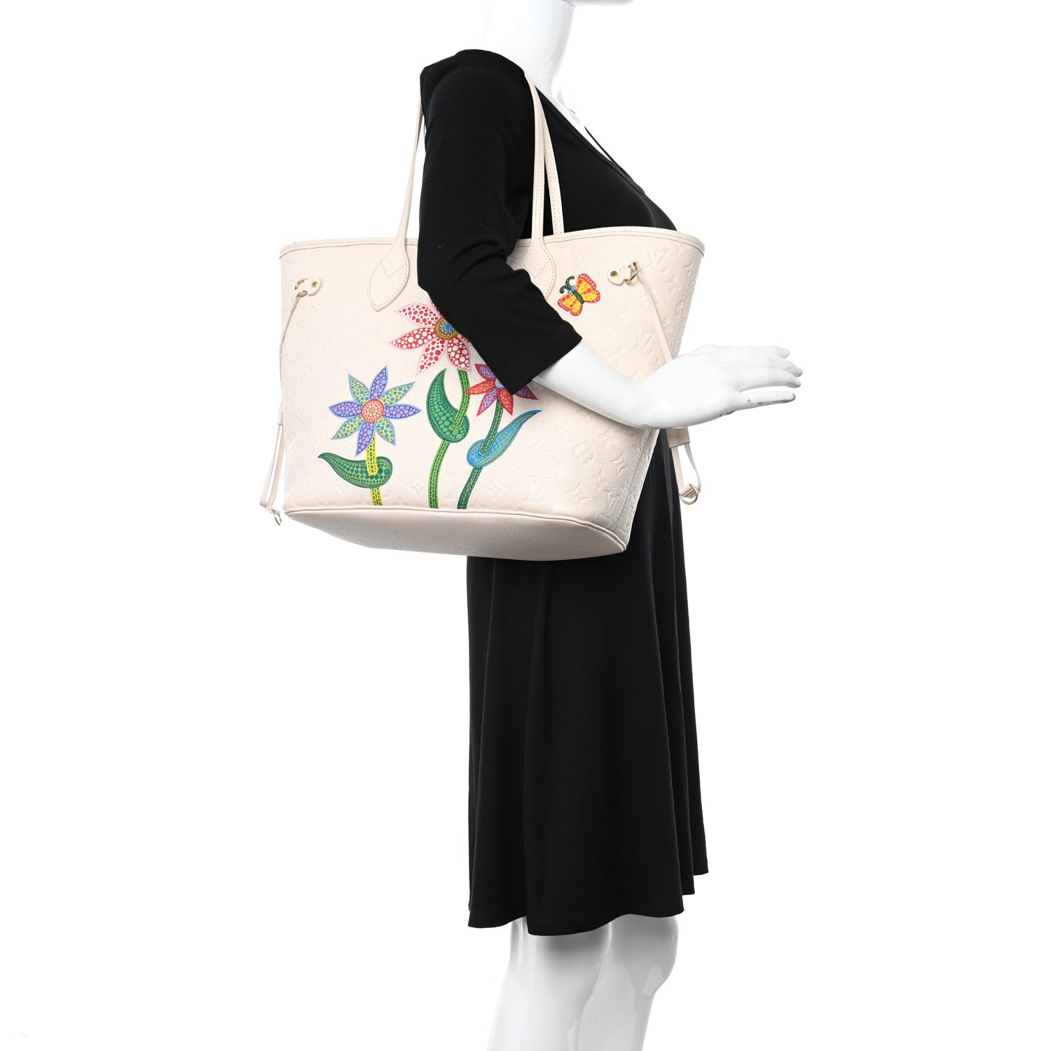 Louis Vuitton LV X YK Empreinte Inlaid Kusama Flowers Neverfull MM Quartz 2 of 11