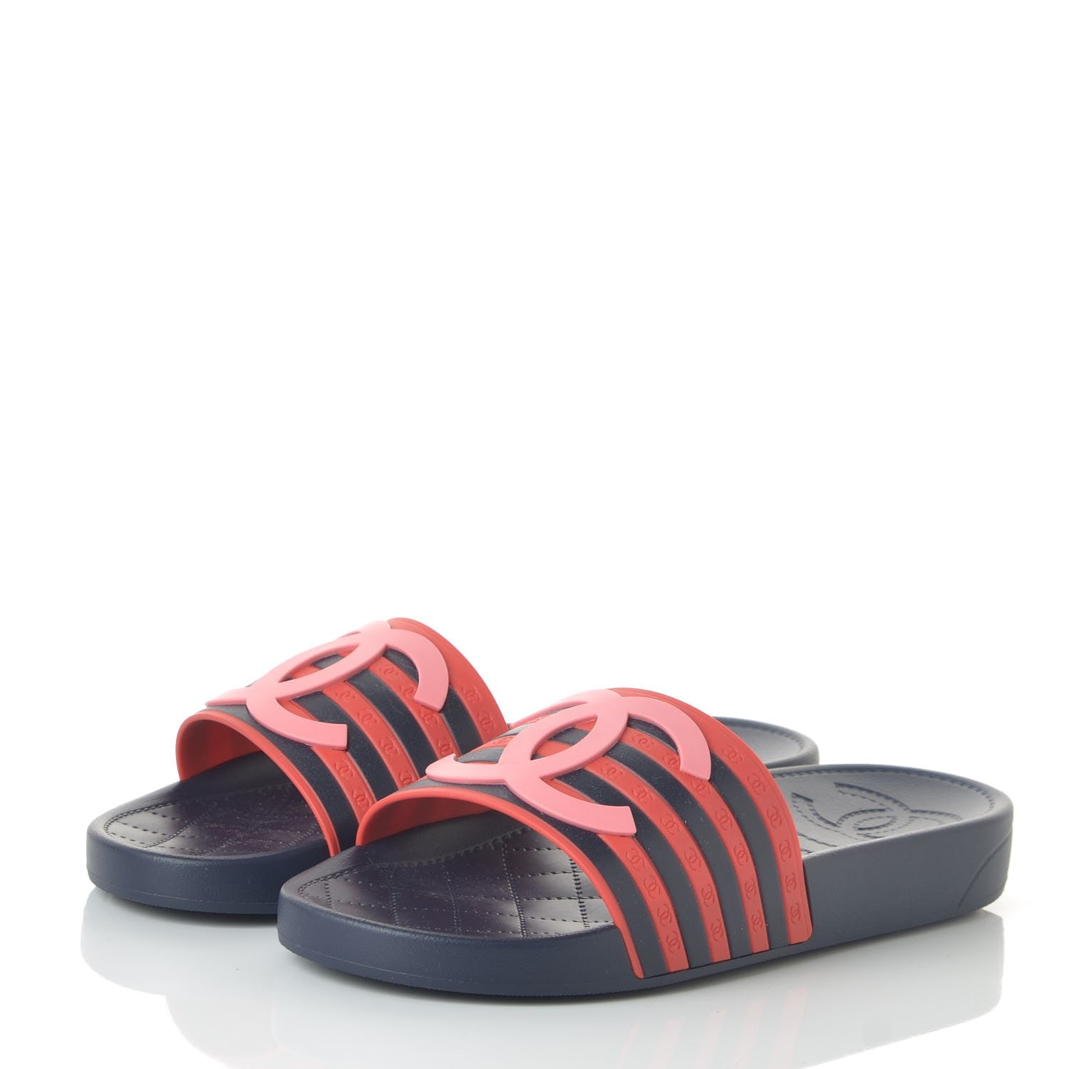 Chanel Rubber CC Flat Slide Sandals 36 Pink Red 3 of 9