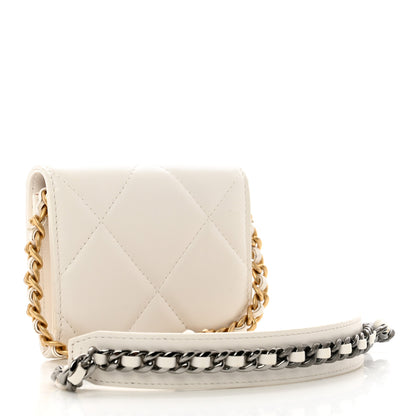 Chanel Lambskin Quilted Chanel 19 Flap Coin Purse With Chain White 3 of 12