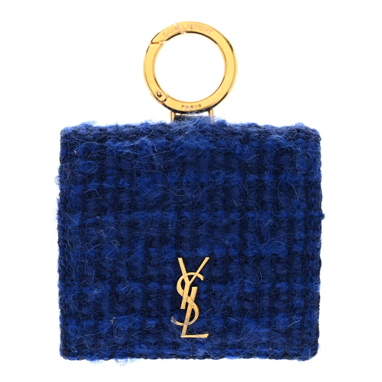 Saint Laurent Tweed Woven Quadrillage Monogram Airpods Pro Case Blue 1 of 3
