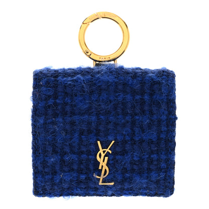 Saint Laurent Tweed Woven Quadrillage Monogram Airpods Pro Case Blue 1 of 3