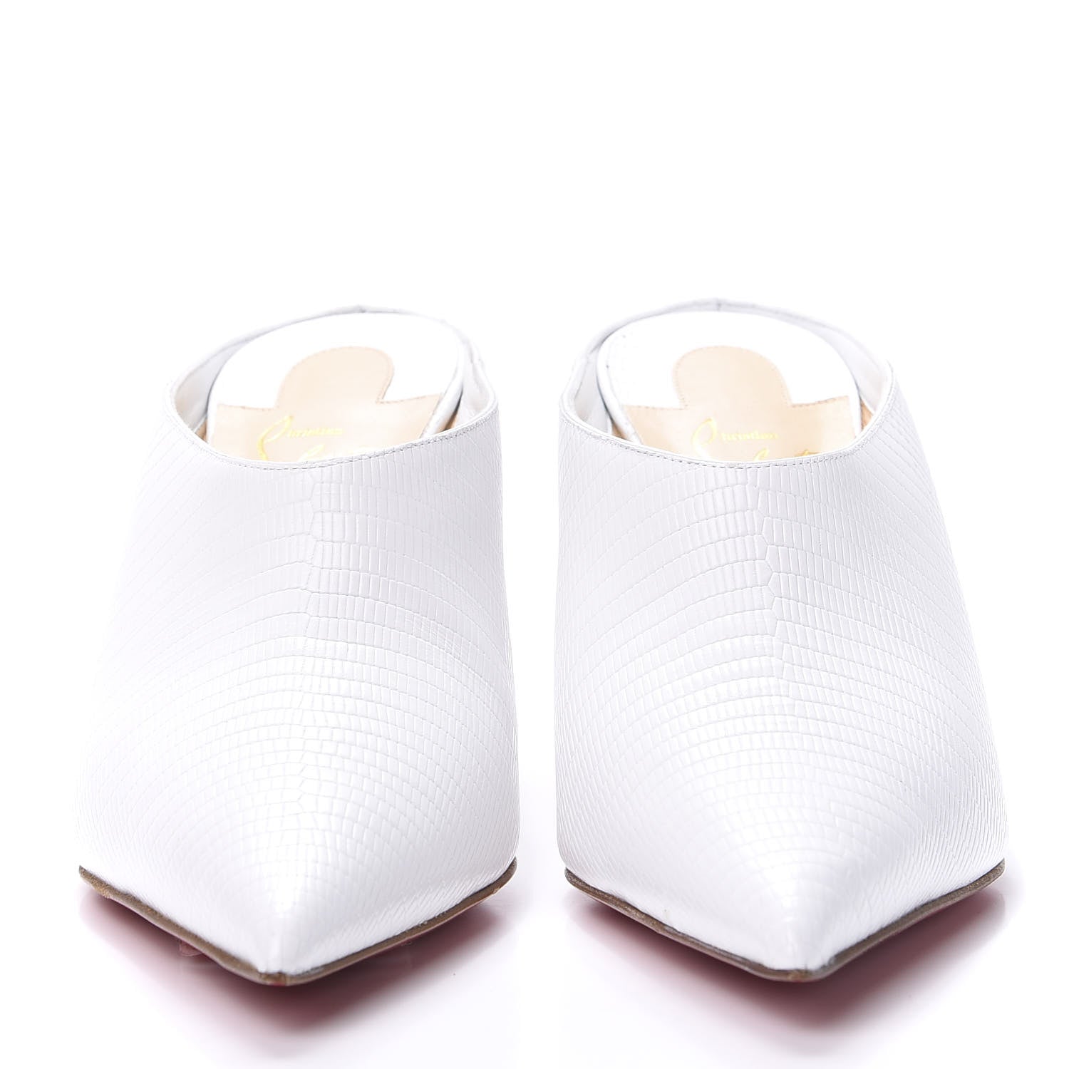 Christian Louboutin Calfskin Lizard Embossed Quart 80 Mules 38 White 2 of 8