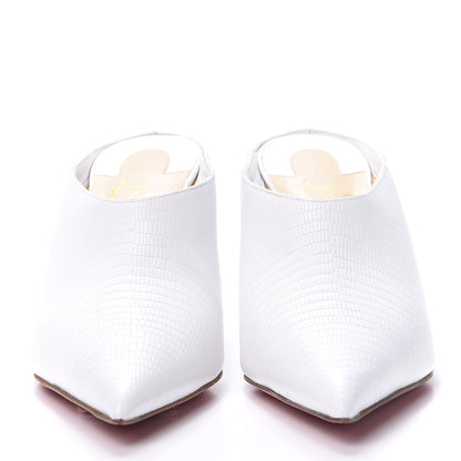 Christian Louboutin Calfskin Lizard Embossed Quart 80 Mules 38 White 2 of 8