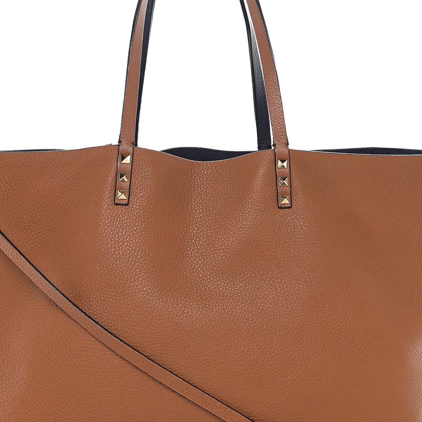 Pebbled Calfskin Large Rockstud Reversible Tote Light Cuir Marine