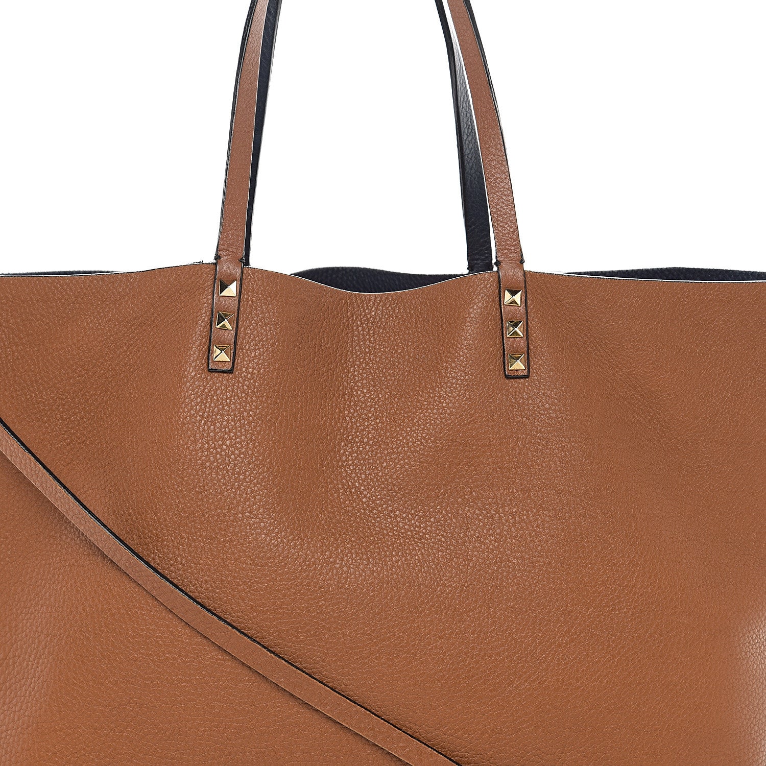 Valentino Garavani Pebbled Calfskin Large Rockstud Reversible Tote Light Cuir Marine 17 of 17