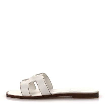 Hermes Box Calfskin Oran Sandals 36 White 1 of 11