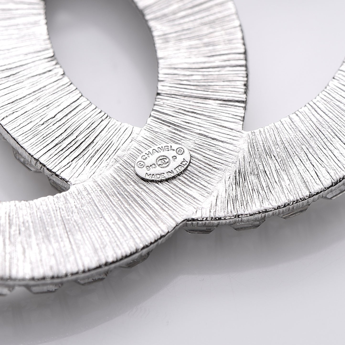 Baguette Crystal CC Brooch Silver