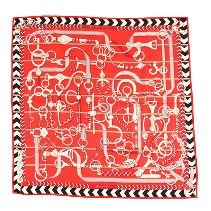 Hermes Silk Panoplie Equestre Scarf 90 Rouge Creme Ebene 1 of 5