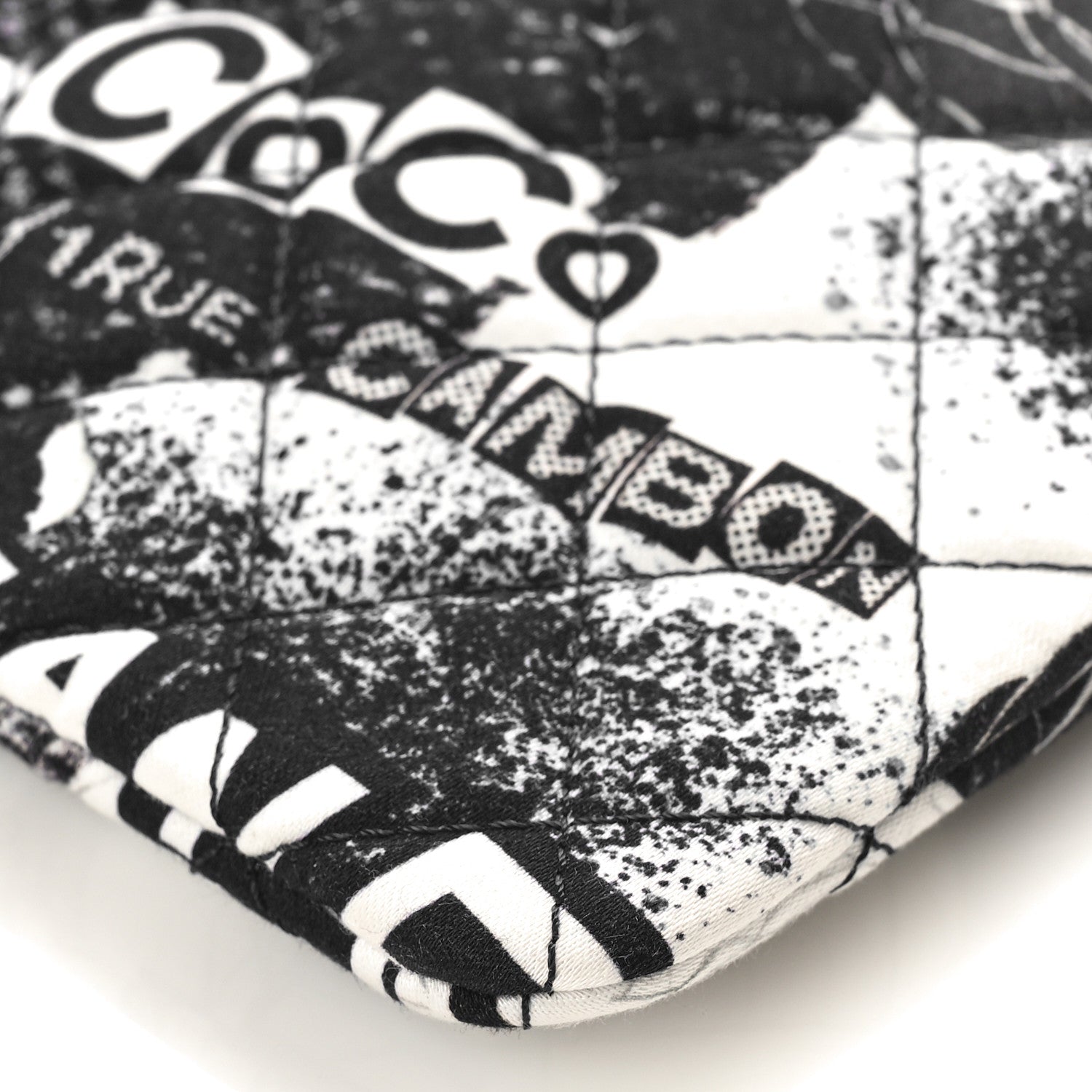 Chanel Jersey Quilted Graffiti Large Reissue Cosmetic Case Black White 9 of 9