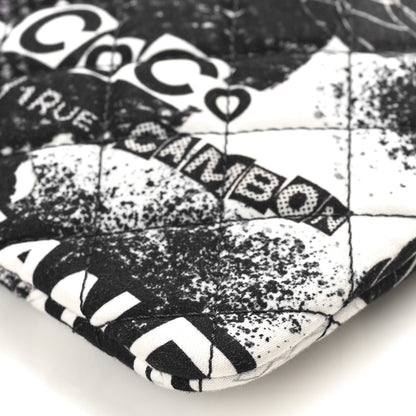 Chanel Jersey Quilted Graffiti Large Reissue Cosmetic Case Black White 9 of 9