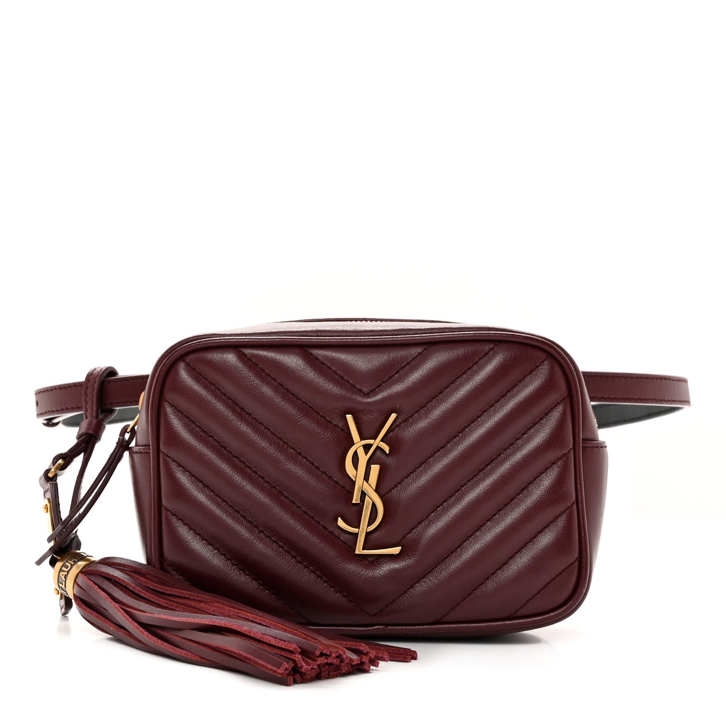 Calfskin Matelasse Monogram Lou Belt Bag Dark Legion Red