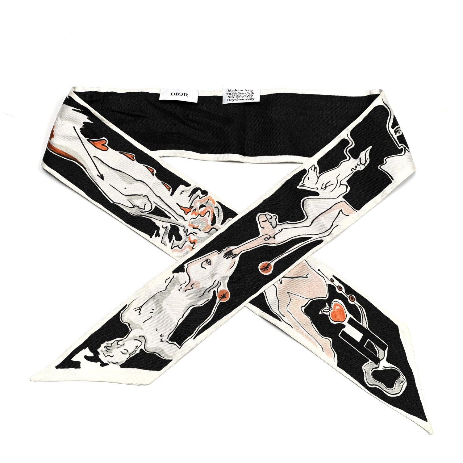 Christian Dior Silk ABCDIOR "H" Mitzah Scarf Black 1 of 5