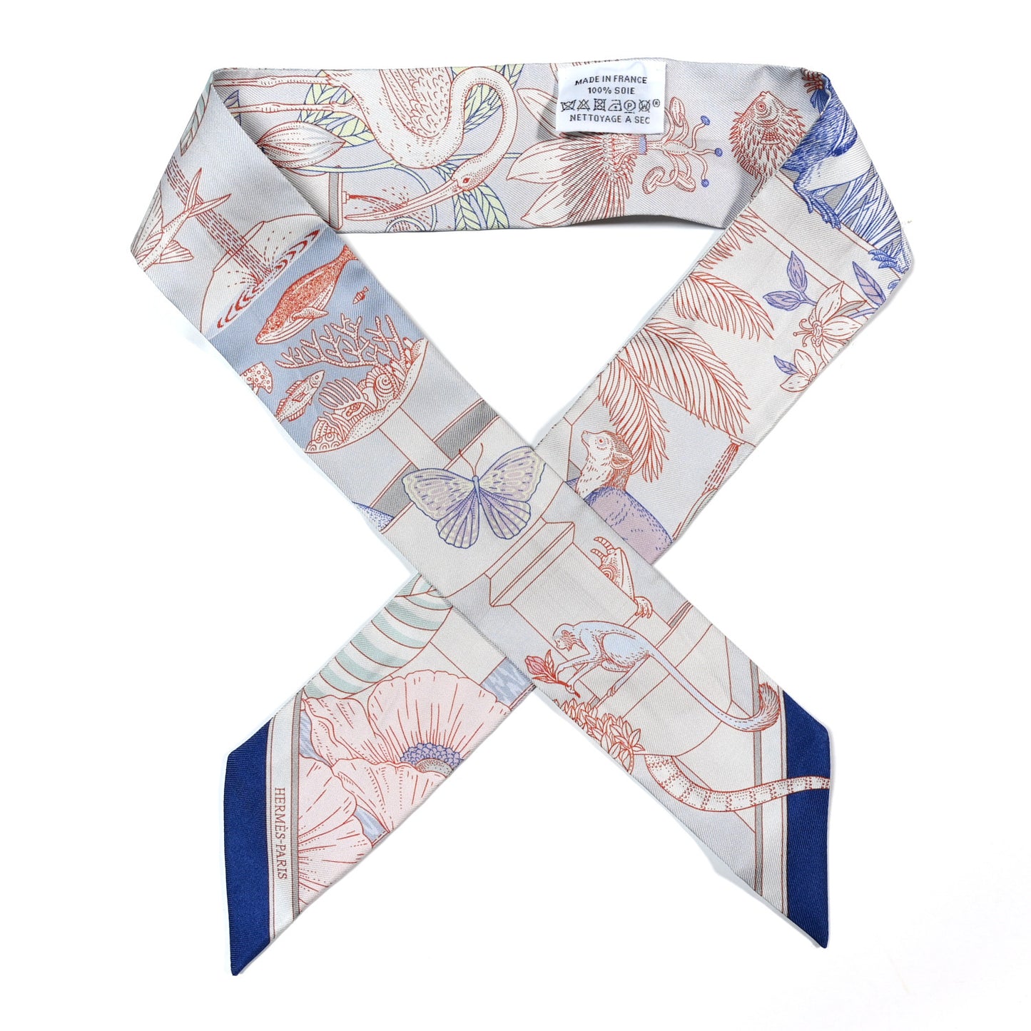 Silk Precious Paradise Twilly Gris Perle Bleu Vif Rose Pale