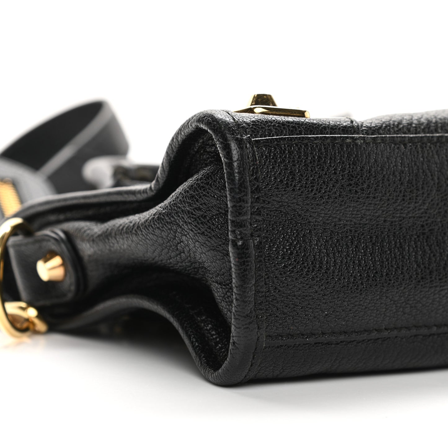 Chevre Gold Metallic Edge Hardware Mini City Black