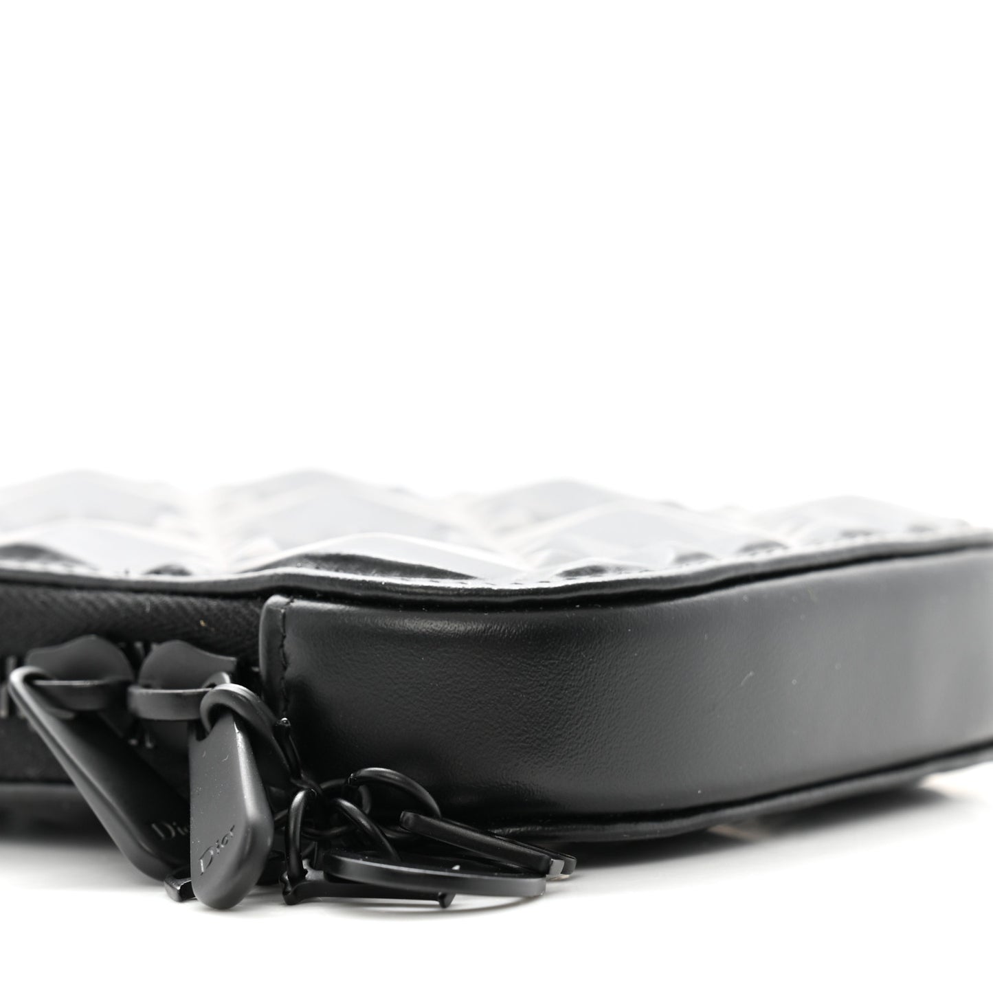 Calfskin Cannage Diamond Cannage Phone Holder Black
